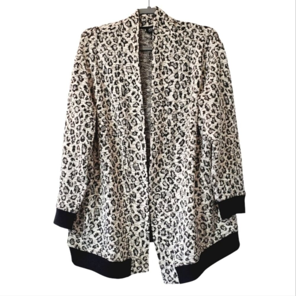 Jones New York Black and White Leopard Print Cardigan